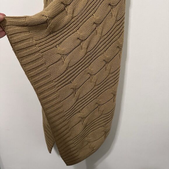 Brooks Brothers Poncho Cape One Size Button Front Cable Knit Brown Wool Blend - Picture 4 of 7